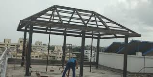 Steel Shed Frame Being Erected